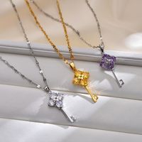 Simple Style Shiny Star Key Copper Plating Inlay Zircon Pendant Necklace main image 6