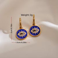 1 Pair Casual Simple Style Round Devil's Eye Enamel Plating Inlay Stainless Steel Rhinestones Drop Earrings main image 5