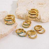 1 Pair Streetwear Solid Color Plating Inlay 304 Stainless Steel Artificial Gemstones 14K Gold Plated Earrings main image 3