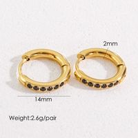 1 Pair Streetwear Solid Color Plating Inlay 304 Stainless Steel Artificial Gemstones 14K Gold Plated Earrings sku image 1