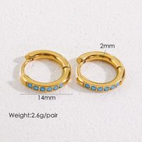 1 Pair Streetwear Solid Color Plating Inlay 304 Stainless Steel Artificial Gemstones 14K Gold Plated Earrings sku image 2