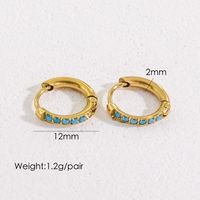 1 Pair Streetwear Solid Color Plating Inlay 304 Stainless Steel Artificial Gemstones 14K Gold Plated Earrings sku image 3