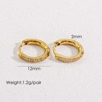 1 Pair Streetwear Solid Color Plating Inlay 304 Stainless Steel Artificial Gemstones 14K Gold Plated Earrings sku image 4