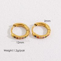 1 Pair Streetwear Solid Color Plating Inlay 304 Stainless Steel Artificial Gemstones 14K Gold Plated Earrings sku image 5
