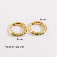 1 Pair Streetwear Solid Color Plating Inlay 304 Stainless Steel Artificial Gemstones 14K Gold Plated Earrings sku image 6