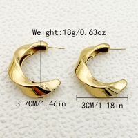 1 Pair Vacation Beach Simple Style C Shape Lines Plating 304 Stainless Steel 14K Gold Plated Ear Studs main image 7