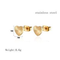 Simple Style Heart Shape Titanium Steel Ear Studs Gold Plated Stainless Steel Earrings main image 8