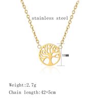 Simple Style Tree Titanium Steel Inlaid Gold Pendant Necklace 1 Piece main image 7