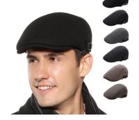 Men's Basic Retro British Style Solid Color Curved Eaves Beret Hat main image 1
