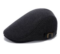 Men's Basic Retro British Style Solid Color Curved Eaves Beret Hat sku image 1