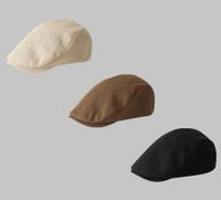 Unisex Basic Retro Solid Color Curved Eaves Beret Hat main image 3