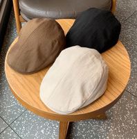 Unisex Basic Retro Solid Color Curved Eaves Beret Hat main image 1