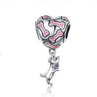 Casual Dog Heart Shape Sterling Silver Enamel Jewelry Accessories sku image 1