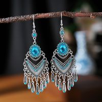 1 Pair Ethnic Style Geometric Metal Plating Rhinestones Women's Drop Earrings sku image 12