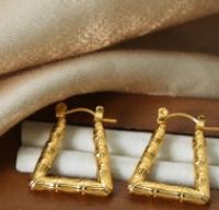 1 Pair Casual Elegant Triangle Square Plating Carving Titanium Steel 18k Gold Plated Hoop Earrings sku image 1