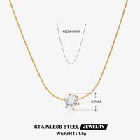 304 Stainless Steel 18K Gold Plated Basic Modern Style Streetwear Plating Inlay Geometric Rhinestones Pendant Necklace sku image 2