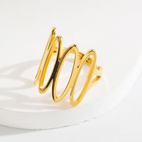 304 Stainless Steel 14K Gold Plated Retro Roman Style Plating Hand Heart Shape Wings Open Rings sku image 9