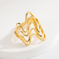 304 Stainless Steel 14K Gold Plated Retro Roman Style Plating Hand Heart Shape Wings Open Rings sku image 10