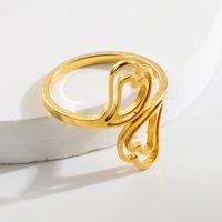 304 Stainless Steel 14K Gold Plated Retro Roman Style Plating Hand Heart Shape Wings Open Rings main image 7