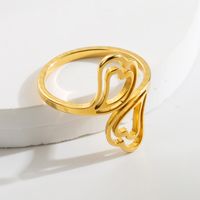 304 Stainless Steel 14K Gold Plated Retro Roman Style Plating Hand Heart Shape Wings Open Rings sku image 13