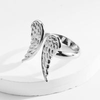 304 Stainless Steel 14K Gold Plated Retro Roman Style Plating Hand Heart Shape Wings Open Rings main image 2