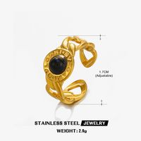 Edelstahl 304 18 Karat Vergoldet Römischer Stil Überzug Inlay Ketten Drucken Türkis Obsidian Offener Ring sku image 3