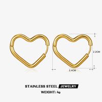 1 Pair Simple Style Streetwear Heart Shape Plating 304 Stainless Steel 18K Gold Plated Earrings sku image 2