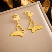 1 Pair Elegant Streetwear Butterfly Plating 304 Stainless Steel No Inlaid 18K Gold Plated Earrings sku image 1