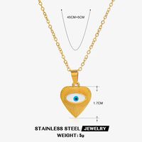 304 Stainless Steel 18K Gold Plated Streetwear Enamel Plating Devil'S Eye Heart Shape Resin Necklace sku image 1