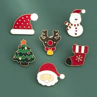 Cartoon Style Christmas Hat Christmas Tree Santa Claus Metal Enamel Unisex Brooches main image 1
