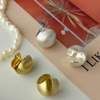1 Paar Elegant Koreanische Art Einfarbig Sterling Silber Weißgold Plattiert Vergoldet Ohrringe main image 1