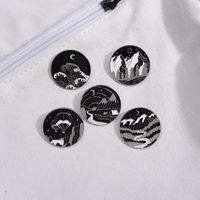 Casual Cartoon Style Starry Sky Ink Painting Ocean Alloy Stamping Stoving Varnish Unisex Brooches main image 2