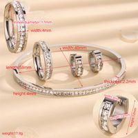 Wholesale Elegant Round Solid Color Titanium Steel Plating Inlay 18k Gold Plated Rhinestones Rings Bracelets Earrings main image 5