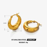 1 Pair Simple Style Round Plating 304 Stainless Steel 18K Gold Plated Hoop Earrings sku image 2