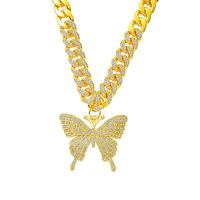 Hip-hop Butterfly Zircon Alloy Wholesale Pendant Necklace main image 4