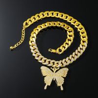 Hip-hop Butterfly Zircon Alloy Wholesale Pendant Necklace main image 1