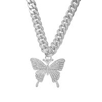 Hip-hop Butterfly Zircon Alloy Wholesale Pendant Necklace main image 2