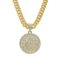 Hip Hop Rond Alliage Incruster Strass Hommes Pendentif main image 3