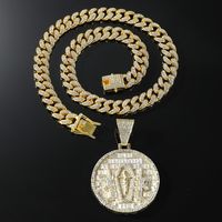 Hip Hop Rond Alliage Incruster Strass Hommes Pendentif main image 1