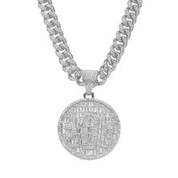 Hip Hop Rond Alliage Incruster Strass Hommes Pendentif main image 5