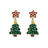 1 Pair Casual Cute Christmas Christmas Tree Bell Snowman Enamel Alloy Drop Earrings main image 2