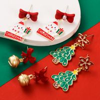 1 Pair Casual Cute Christmas Christmas Tree Bell Snowman Enamel Alloy Drop Earrings main image 1