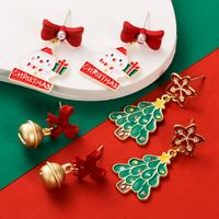 1 Pair Casual Cute Christmas Christmas Tree Bell Snowman Enamel Alloy Drop Earrings main image 7