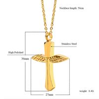 304 Stainless Steel 18K Gold Plated Simple Style Plating Cross Wings main image 7