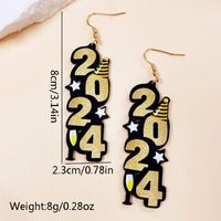 1 Pair Simple Style Classic Style Number Printing Arylic Drop Earrings main image 2
