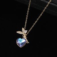 IG Style Elegant Lady Heart Shape Butterfly Alloy Inlay Artificial Gemstones Women's Pendant Necklace main image 3