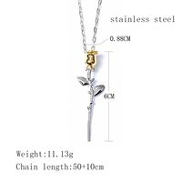 304 Stainless Steel 18K Gold Plated Hip-Hop Rose Pendant Necklace main image 7