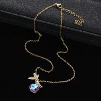 IG Style Elegant Lady Heart Shape Butterfly Alloy Inlay Artificial Gemstones Women's Pendant Necklace main image 5