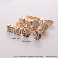 1 Pair Simple Style Round Plating Inlay Copper Zircon Gold Plated Ear Studs main image 8