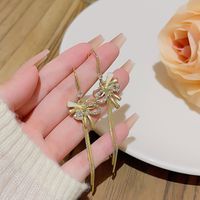 1 Pair Simple Style Commute Bow Knot Inlay Alloy Zircon Drop Earrings main image 1